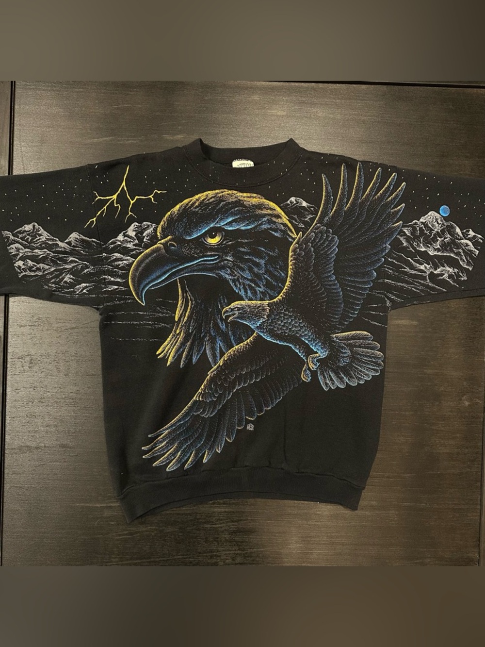 Rare VTG 1995 Eagle Nature Lightning Mountains Crew Neck Sweatshirt Size Large